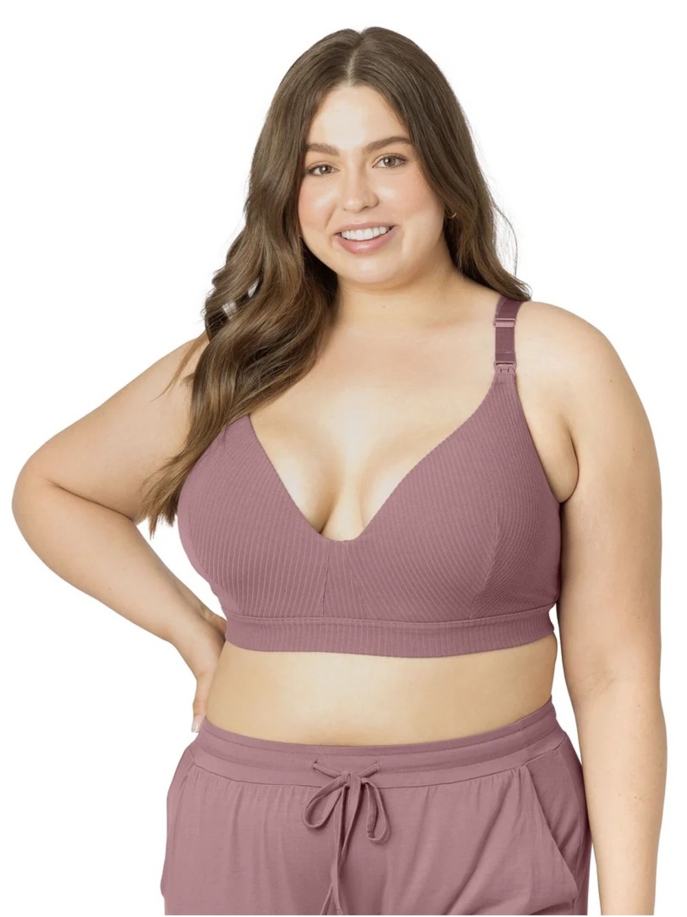 Kindred Bravely Ribbed Maternity & Nursing Bralette in Mauve